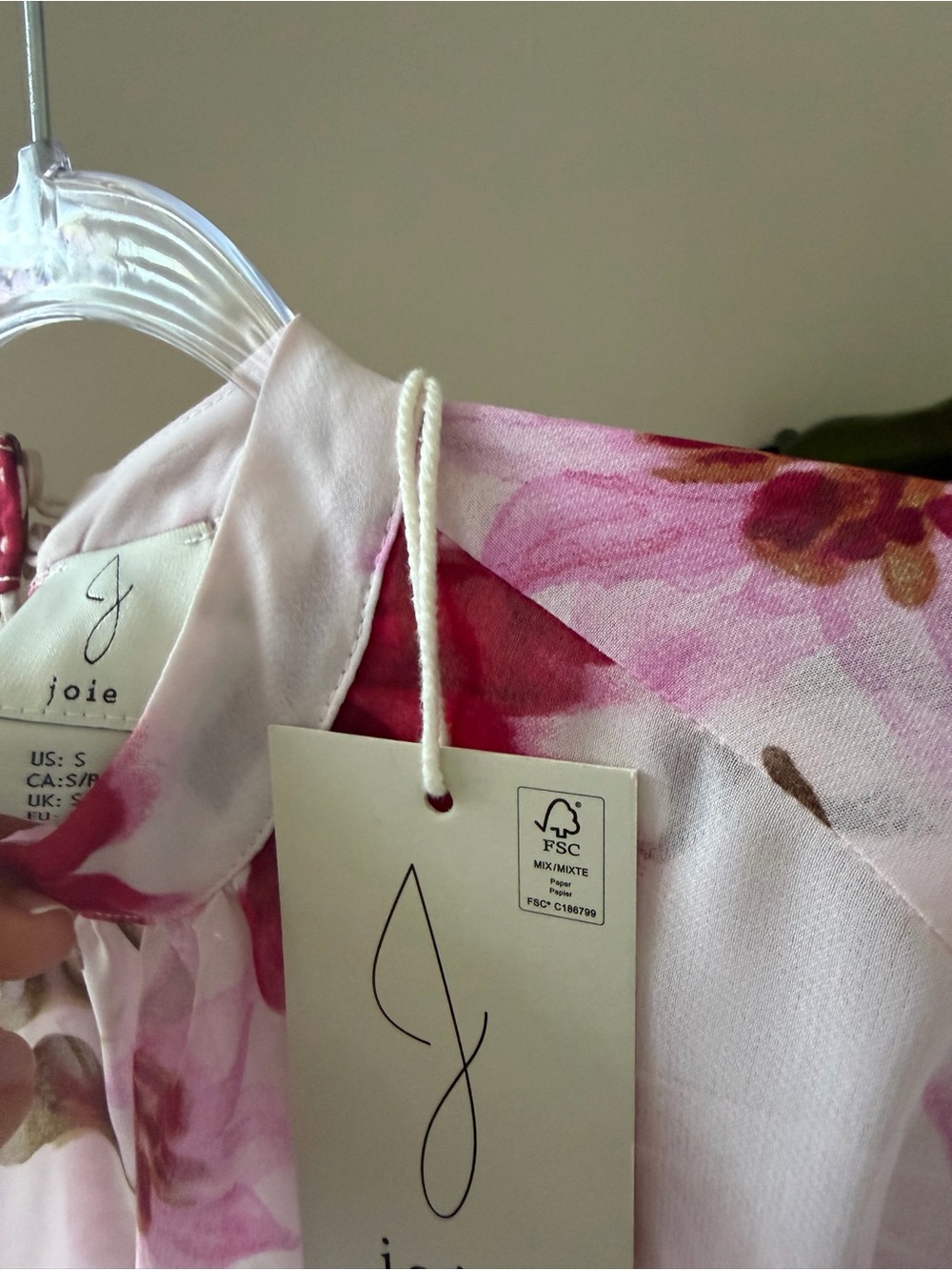 Joie Floral Pink and Fuchsia High-Neck Blouse - Picture 3 of 5